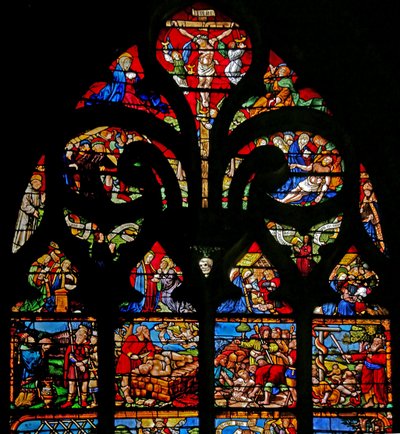 メアリーとジョンとのはりつけ、Via Crucis、堆積物を描いたウィンドウw1 作： French School