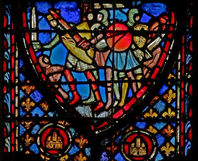 Window w3 A Battle（Amalekites？Numb XIV 45に対して） 作： French School