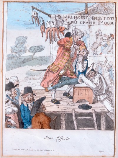 努力なし、1781（カラー彫刻） 作： French School