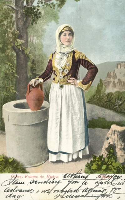 ギリシャ、ハイドラ島の女性（カラー写真 作： French School