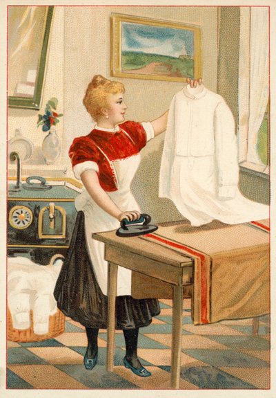 アイロンをかける女性（クロモリ写真 作： French School