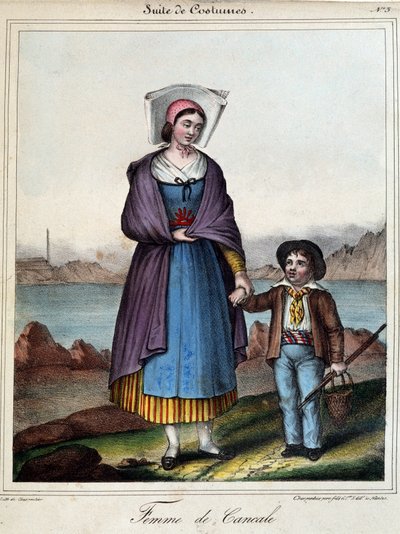 カンケールの女性とその子供、1845年頃 作： French School