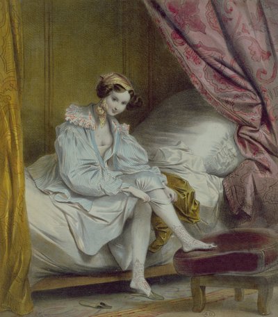 ストッキングを履く女1830年頃 作： French School