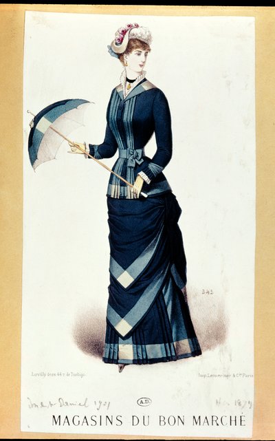 傘を持つ女性、ルボンマルシェ、1879年 作： French School
