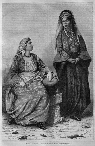 今日シリアからのトリポリの女性。フェニシア、レバノン、ジューディーへの旅。 1884年、ルイシャルルエミールロルテの1875-1880（bw彫刻） 作： French School