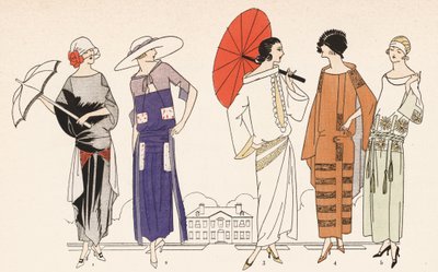 1920年代の女性ファッション（カラーリトグラフ） 作： French School