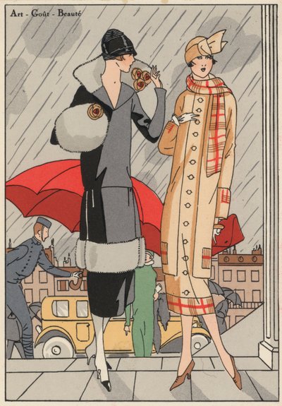デザイナー、プルメとギュスターヴ・ビアによる1920年代の女性ファッション。(カラーリトグラフ） 作： French School
