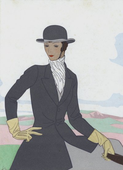 1920年代の女性用乗馬服（カラーリトグラフ） 作： French School
