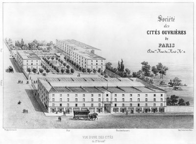 労働者住宅団地、58 rue Rochechouart、パリ、c.1870 作： French School
