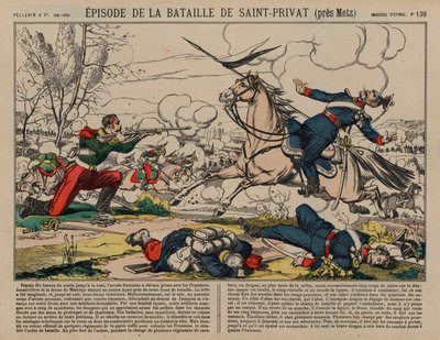 サン＝プリヴァの戦いでプロイセンの槍兵を撃つ負傷したフランスのドラグーン（普仏戦争 作： French School