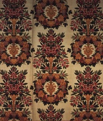 花の花輪と月桂樹の枝、リヨンのアトリエ、メゾングランフレール、1811年（刺繍入りベルベット） 作： French School