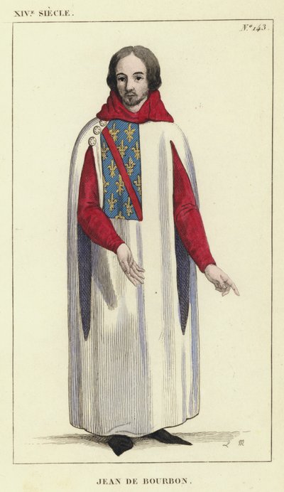 XIV Siecle, Jean de Bourbon (coloured engraving) 作： French School