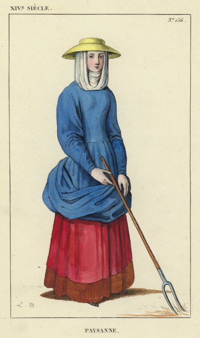 14世紀、農民の女性（彩色済み彫刻 作： French School