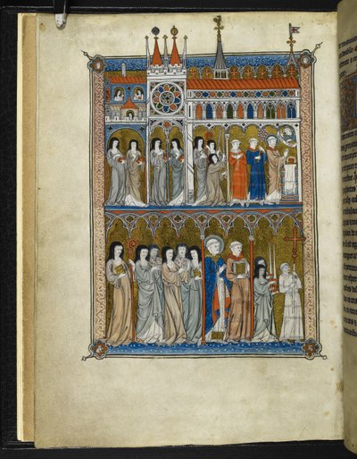イェーツ・トンプソン MS 11 f.6v「ラ・サント・アベイ」ピエール・ド・ブロワ作、1290年頃（ベラムにインク、カラー、ゴールド） 作： French School