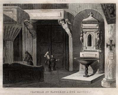 chapel where napoleon was baptized - chapel ou Napoleon a été baptise - M. de Norvins, Ch. Nodier 1834-1836による "Italy Picturesque" - History and Descriptive Painting of Italyからのエングレーヴィング。 作： French School