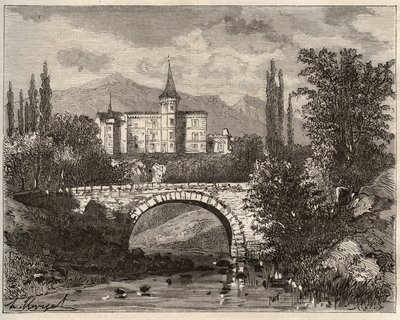 chateau de la rochelambert Dans la vallee de la borne Haute-Loire (43) - V.-A. Malt-Brown著 "La France illustree: geography, history, statistical administration "に掲載された彫刻。V.-A. Malt-Brown著「La France illustree: geography, history, statistical administration」 作： French School