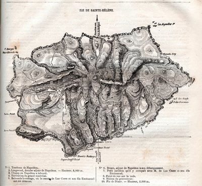 セントヘレナ島の地図、彫刻 作： French School