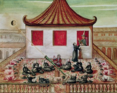 od。 59 fol.7 1688年のサイアムの太陽の日食、イエズス会の宣教師によって見られた、1688年の宮殿の窓にサイアムの王の前で（紙にトイレ） 作： French School