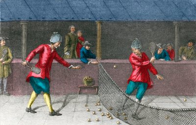 short palm gold real tennis - 18世紀のパームゲームの様子 作： French School