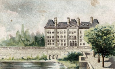 ムードン（セーヌ川とオワーズ川）の城を望む。 作： French School