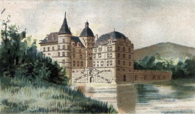 Vizille en Isereの城を望む。 作： French School