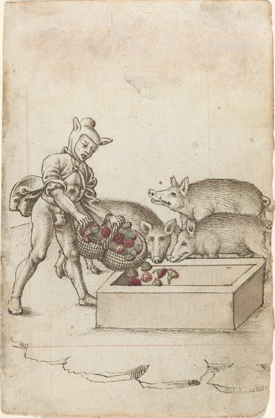 豚に花をあげるバカ [fol. 42直腸] 作： French early 16th Century