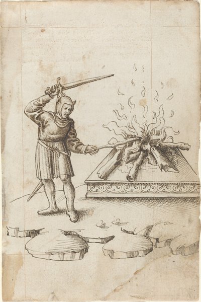 「剣で火をつつくな」[fol. 20レクト] 作： French early 16th Century
