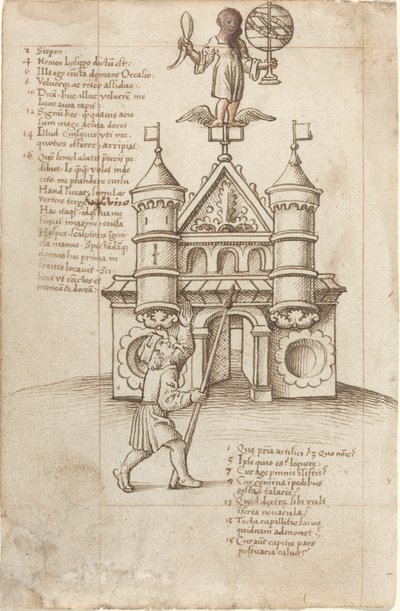 機会の女神像と通行人 [fol. 8レクト] 作： French early 16th Century