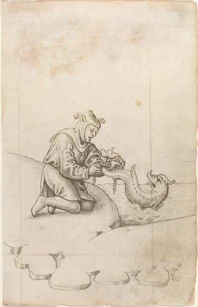「あなたはイルカの尾を縛っている」 [fol. 17直腸] 作： French early 16th Century