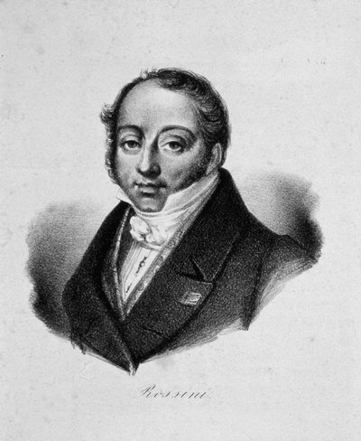 作曲家ジョアキーノ アントニオ ロッシーニ 1792-1868、19 世紀の肖像画。 作： French master.