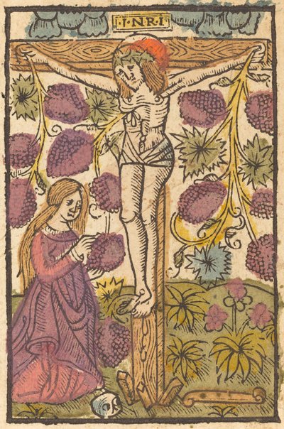 ブドウのつるを持つ十字架上のキリスト 作： French or Netherlandish 15th Century