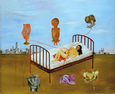 ヘンリー・フォード病院または空飛ぶベッド 作： Frida Kahlo