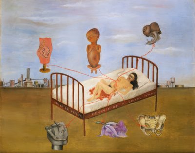 ヘンリー・フォード病院または空飛ぶベッド 作： Frida Kahlo
