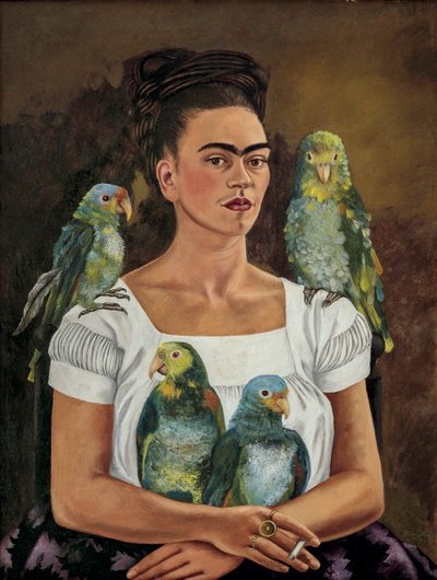 私とオウムたち 作： Frida Kahlo
