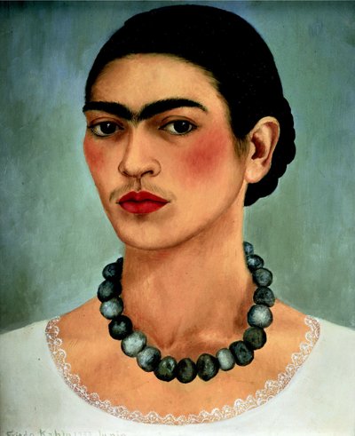 ネックレスをつけた自画像 作： Frida Kahlo