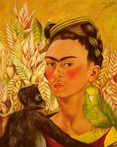 猿とオウムの自画像 作： Frida Kahlo