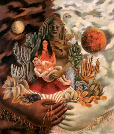 宇宙、地球（メキシコ）、私自身、ディエゴ、セニョール・ソロトルの愛の抱擁 作： Frida Kahlo