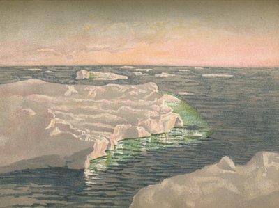 1893年9月22日の日没時。ウォーターカラースケッチ、1893年、1897年 作： Fridtjof Nansen