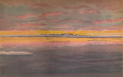 チャタンガの口の北、アジアの北海岸に沈む夕日、1893年、1897年 作： Fridtjof Nansen