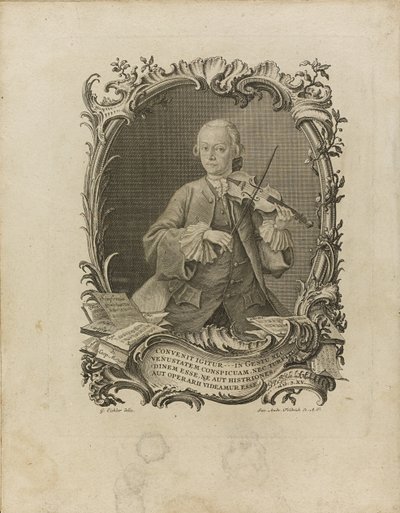 レオポルド・モーツァルト。 徹底的なヴァイオリンの家庭教師の試みの口絵、1756 作： Friedrich