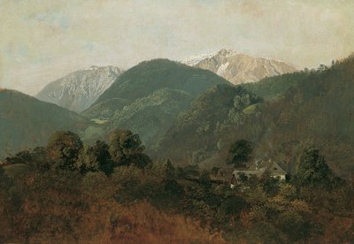 ショイヘンシュタインからシュネーベルクを背景にガウアーマンホフまでの眺め 作： Friedrich August Mathias Gauermann