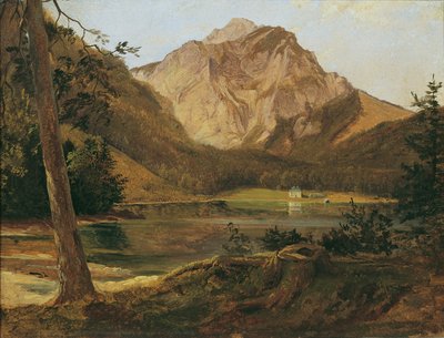 ヘレンゲビルゲのある正面のラングバース湖 作： Friedrich August Mathias Gauermann