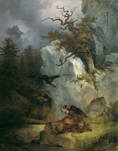 死んだ鹿のハゲワシ 作： Friedrich August Mathias Gauermann