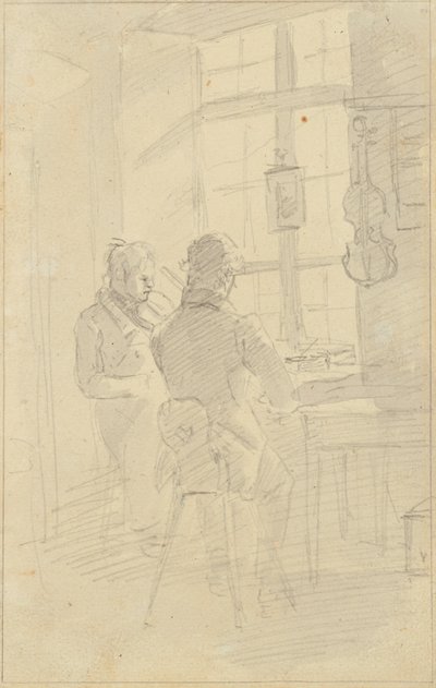 バイオリンを弾く二人 作： Friedrich August Mathias Gauermann