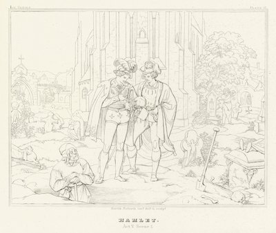 ハムレット」第5幕第1場（彫刻作品 作： Friedrich August Moritz Retzsch