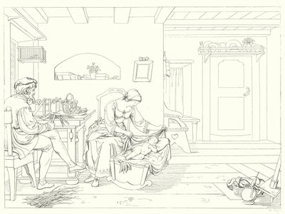 シラーの「Lied von der Glocke（鐘の歌）」の挿絵（彫刻）。 作： Friedrich August Moritz Retzsch