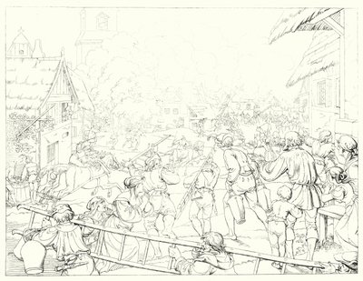 シラーの「Lied von der Glocke（鐘の歌）」の挿絵（彫刻）。 作： Friedrich August Moritz Retzsch