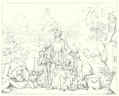 シラーの「Lied von der Glocke（鐘の歌）」の挿絵（彫刻）。 作： Friedrich August Moritz Retzsch