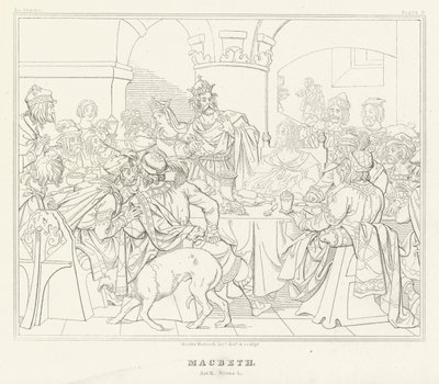 マクベス」第3幕第4場（彫刻 作： Friedrich August Moritz Retzsch