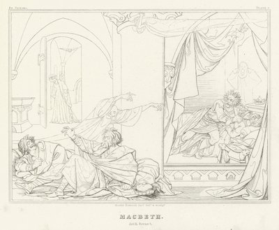 マクベス」第2幕第1場（彫刻 作： Friedrich August Moritz Retzsch
